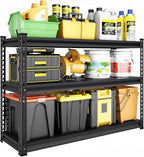 SDXYSTCE 48" W Garage Shelving Heavy Duty, 1500LBS Loads Adjustable Garage Storage Shelves, 3-Tier Metal Shelving Units and Storage Racks, Industrial Utility Shelf,48" Wx18 Dx39 H, Black
