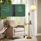 Traditional LED Floor Lamp with 350° Adjustable Swing Arm Lamp – Vintage Standing Pole lamp for Living Room, Bedroom and Office – Rustic Upright Floor Light for Home Décor with Silk Fabric Shade