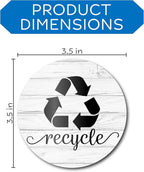 Farmhouse Recycling Stickers for Trash Can & Bins, 3.5" Recycle Stickers for Trash Bins, Laminated Recycle Sticker for Kitchen Garbage Can Recycling Bin Combo, Made in USA, Rustic White Wood