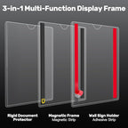 Magnetic Frames 11 x 17 Sign Holder Wall Mount 10 Pack, Rigid Clear Plastic Sign Holder with Magnet & Adhesive, Door Paper Holder for Refrigerator, Locker, Metal, Whiteboards, Windows