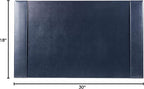 DACASSO Bonded Leather Desk Pad with Side Rails - Luxury Leather Desk Blotter for Writing (30 x 18, Navy Blue)