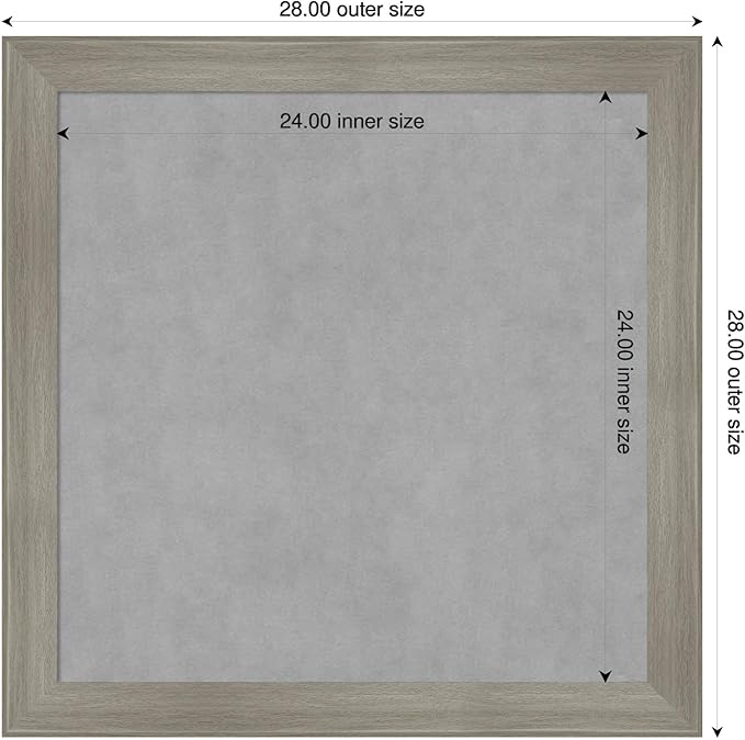 Amanti Art Grey Framed Magnetic Board 28x28 Medium Vision Board for use with Magnets, 100% Metal Sheet to Display Items as Office Decor or for Home Organization in mudroom, Kitchen or Kids Room