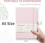 Heture Hardcover Notebooks, A5 Lined Journals Notebook for Writing 160 Pages, 8.2 x 5.5 inch, Classic Ruled Notebooks for College/Work/Travel (Pink, 1 Pack)