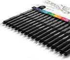 YISAN 18-Pack Colored Drawing Pens for Artists,Fineliner Pens,Micro-line Pens,11 Waterproof Archival Ink Colors Felt Tip & 7 Black,70344