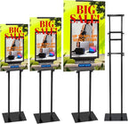 Noliven 4 PCS Adjustable Poster Stand, 43"-83" Adjustable Metal Sign Holder for Display, Double-Sided Freestanding Pedestal Sign Stand, for Restaurants, Parties, Cinemas and Outdoor, Black