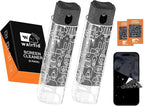 walrfid 2pcs Car Screen Cleaner, Computer Screen Cleaner Spray and Wipe, Laptop Cleaning Mist Kit for Electronic iPad, iPhone, Phone, MacBook, TV, Monitor, Tablet Display, with Graffiti Case, Grey