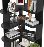 Farini 5-Tier Corner Bookshelf,L-Shaped Bookcase Freestanding Storage Shelf & Display Stand for Living Room, Office, Bedroom,Black