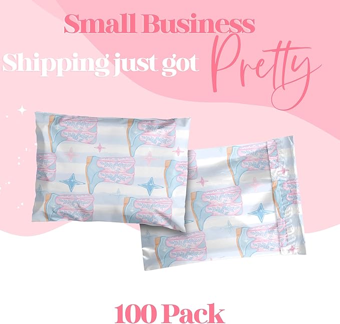 Pretty Package Store 6x9 Designer Poly Mailer 100 Pack Heavy Duty Waterproof Self Seal Shipping Bags for Small Business Large Mailing Envelopes Bulk Tear Resistant Packaging Cowgirl Boots Western