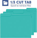 File Folder, PANDRI 120 Pack File Folder, 1/3 Cut Tab, Letter Size, Filing Folder for Office School Business, Aqua