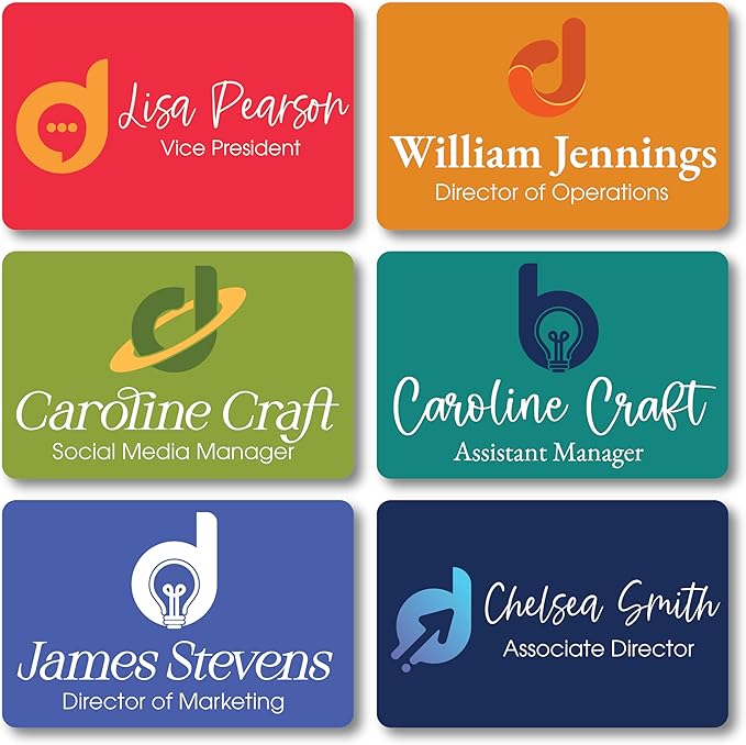 Custom Name Tag Full Color with Logo | Magnetic Back Name Badges for Business | Metal Name Tags ID Badge for Employees | Personalized Name Tags | Magnetic Name Tags Personalized (3.375 x 2.125 Inches)