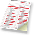 Annual Vehicle Inspection Report Form 25-pk 3-Ply Carbonless, 8.5" x 11.75" + Label Aluminum, Permanent Adhesive 6" x 3.5"