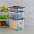 Sterilite 4-Pack Modular Stacker Box, Durable Clear Plastic Storage Bins with Latching Lids, 108 Quart - Stackable Organizing Container Boxes for Closet, Bathroom, and Office