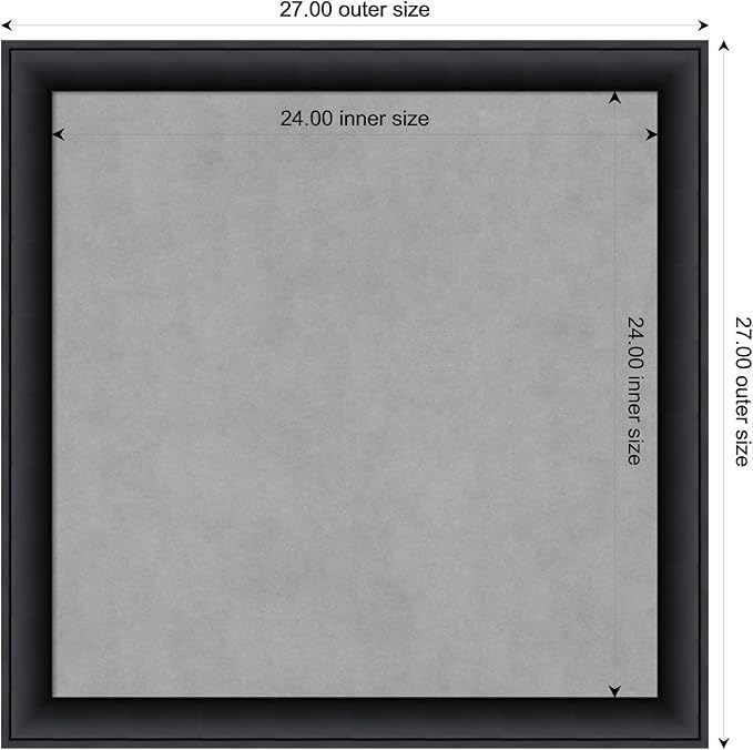 Amanti Art Black Framed Magnetic Board 27x27 Medium Vision Board for use with Magnets, 100% Metal Sheet to Display Items as Office Decor or for Home Organization in mudroom, Kitchen or Kids Room