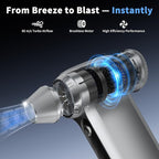 Electric Air Duster 200000RPM Brushless Motor, Cordless Compressed Air Blower with 4 Nozzles & 2 Brushes, 85m/s Powerful Rechargeable Cleaner for PC, Car, Keyboard & Electronics (Silver)