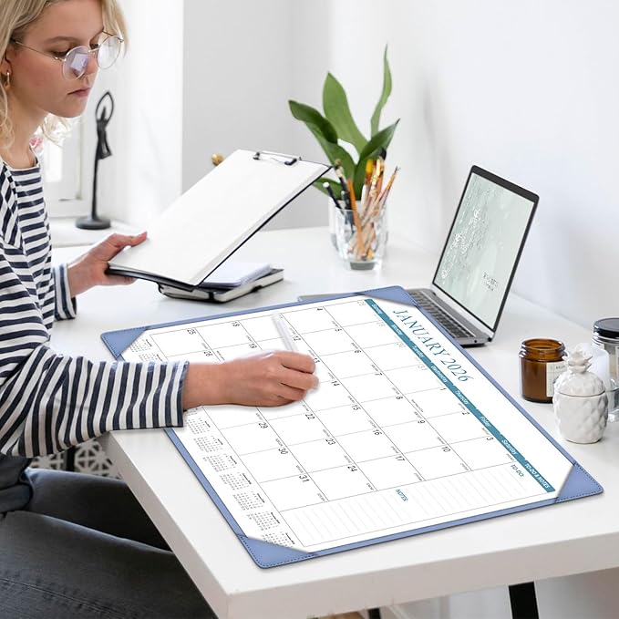 Desk Calendar 2026, KOPEESY New Year Large Desk Calendar with Desktop Mat, 18 Months from January 2026 - June 2027, 22” x 17” Desktop Monthly Planner for Home or Office School
