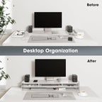 Fenge Acrylic Monitor Stand Riser, Clear Dual Acrylic Computer Monitor Stand for 2 Monitors, 2 Tier Wood Office Desk Storage Organizer for Laptop, Computer, TV Stand