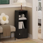 Furinno LUDER Book Shelf, 3-Tier Modern Bookshelf, Bookcase with 1 Door Storage Cabinet, 9.3 x 12 x 31.5, for Living Room, Bedroom, Home Office, Blackwood | Furinno, Luder, Shelf, Bookcase, 1 Door, Storage Cabinet