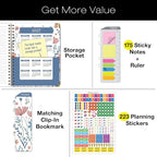 HARDCOVER 2026 Planner, 8.5"x11": 14 Months (November 2025 - December 2026), Daily Weekly Monthly Planner, Yearly Agenda, Bookmark, Pocket Folder and Sticky Note Set (Colorful Botanicals)