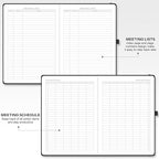 EMSHOI Meeting Notebook for Work with Action Items - 320 Pages B5 Thick Project Planner Agenda Organizer Work Notebook for Women Men Office Business Notes, PU Leather Hardcover, 7.5" x 10", Black