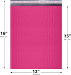 Hot Pink Large Poly Bubble Mailers 12x15 inch | Self Seal Padded Envelopes Cushioned Bubble Mailer | Usable Size 12x15 | WaterProof | Lightweight mailing Shipping Bags | 100 Pack Bulk