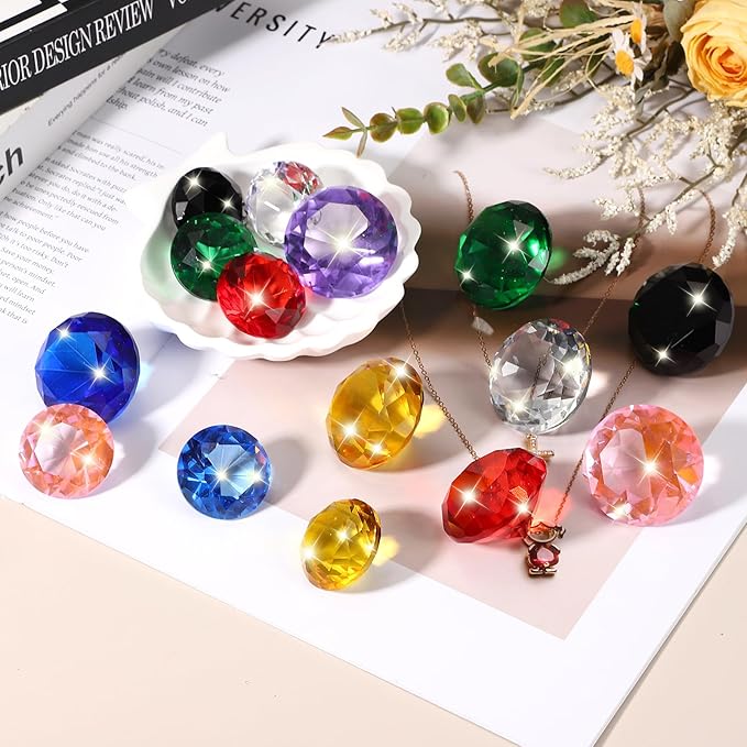 PATIKIL 5 Pcs Diamond Crystal Paperweight, 40mm / 1.57 Inch Crystal Paperweight Paper Weight for Home Office Desktop Table Decor Wedding Party Jewelry Ornaments, Clear