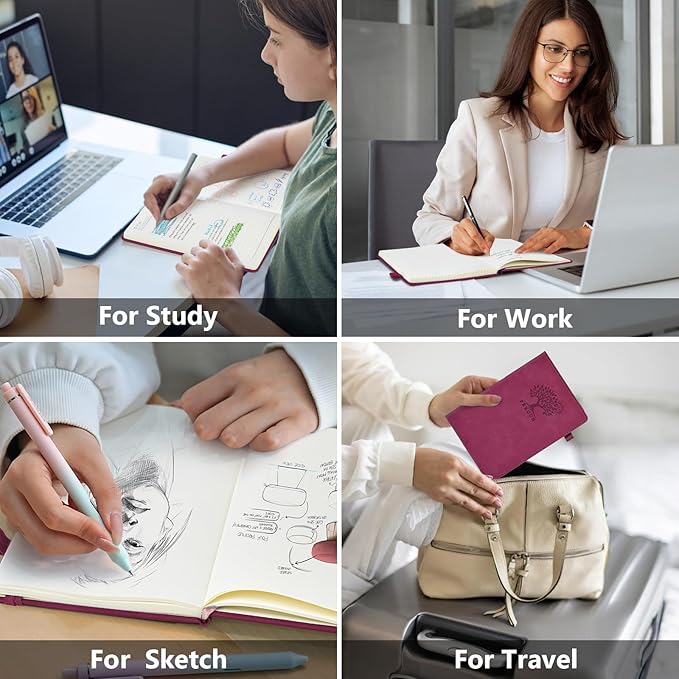 PERCUN Lined Journal Notebook for Men & Women, 160 Pages College Ruled Journal for Writing, A5 Hardcover Leather Notebooks for Work, School, Business, Travel, Daily Diary 5.9" x 8.5" (Burgundy)