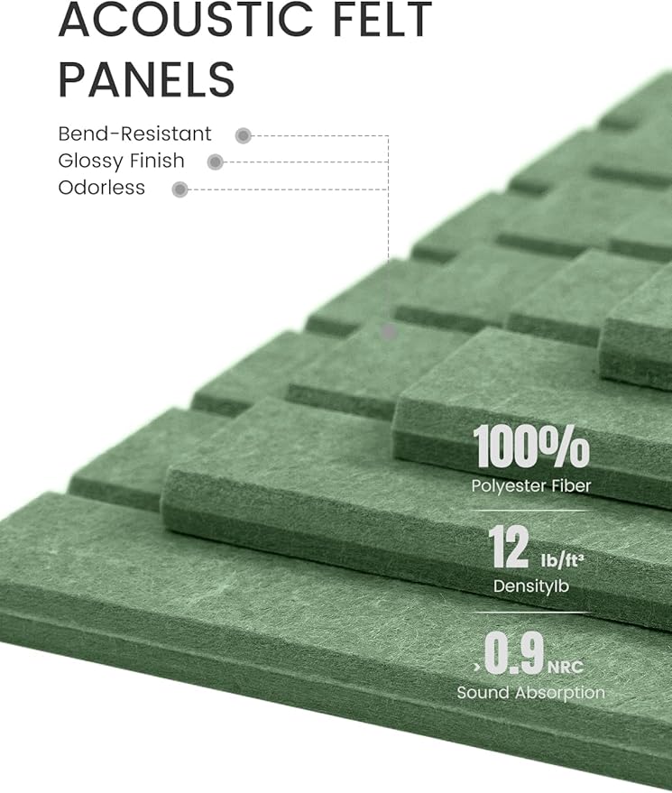 Large Felt Bulletin Board 36"x24" Cork Board Alternative - 6 Pack with 40 Safe Removable Adhesive Tabs, Cork Boards for Walls for Home Office Classroom Pin Board-Moss Green