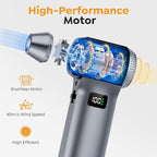 Compressed Air Duster-230000RPM Super Power Electric Air Duster, 100-Level Adjustable Inflatable Air Blower with LED Light and Display Screen, Dust Blower for Computer, Keyboard,House, Outdoor and Car