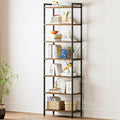 Casaottima Book Shelf, 7 Tier Tall Bookshelf, Modern Wood Bookcase Shelves for Bedroom, Industrial Display Shelf for Living Room Home Office Kitchen, Standing Shelving Unit Storage Organizer, Vintage