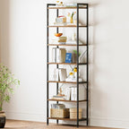 Casaottima Book Shelf, 7 Tier Tall Bookshelf, Modern Wood Bookcase Shelves for Bedroom, Industrial Display Shelf for Living Room Home Office Kitchen, Standing Shelving Unit Storage Organizer, Vintage