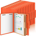 Skyygemm 60 Pcs Classification Folders Letter Size, 2 Divider Pressboard File Folders with 3. 5 Inch Expansion, 2 Prongs Fastener, Heavy Duty Office File Organizers for Teachers, Medical (Orange)