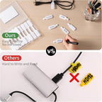 Trilancer Reusable Cable Cord Wire Labels, Easy to Write on, Hook&Loop Closure, for Organizing and Identification, Cable Tags, Multiple Uses - 35PCS(White)
