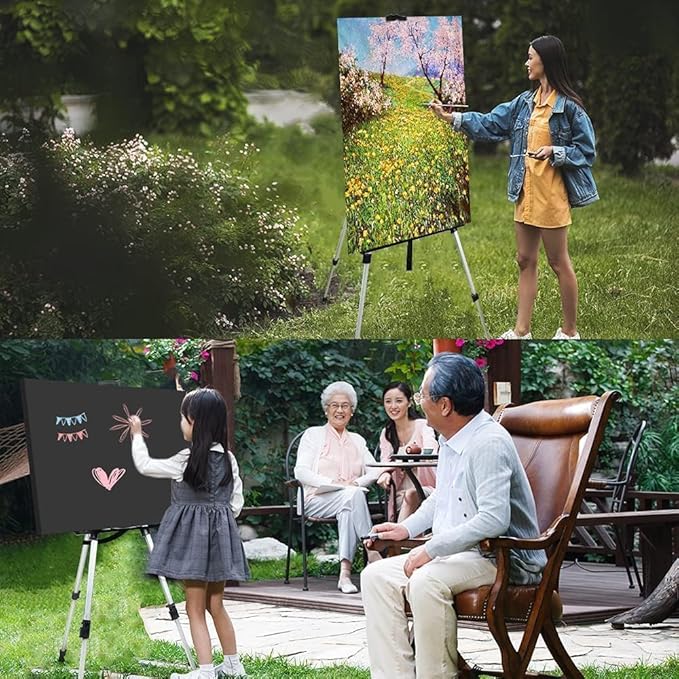 RRFTOK Art Painting Artist Easel Stand,Aluminum Metal Tripod Adjustable Easels for Painter Canvases Height from 17 to 66 Inch - Carry Bag for Table-Top/Floor Drawing and Displaying 2-Pack.