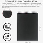 Fuxi Black Paper Sketchbook 9x12, 60 Sheets（90lb/150gsm） Hardcover Spiral Bound | Black Paper Notebook for Gel Pen, Colored Pencil, Artist Supplies for Adults, Teens & Students.