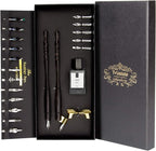 Trustela Calligraphy Set for Beginners, Dip Pen Set with 19 Nibs, Oblique Pen Holder, Wooden Pen Set