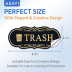 ASAVI Trash & Recycle Stickers – 2-Pack Self-Adhesive Vinyl Labels, Waterproof & Durable (Black Gold, Medium 6.3 x 2.7 inches)