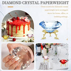 PATIKIL Diamond Crystal Paperweight, 80mm / 3.15" Crystal Paperweight Paper Weight with Gold 19 Metal Base for Home Office Desktop Table Decor Wedding Party Ornaments, Light Blue