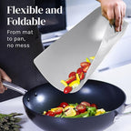 Cooler Kitchen Extra Thick Flexible Cutting Mat Set With Food Icons & EZ-Grip Back (Set Of 4 Mats) - Flexible Cutting Boards for Kitchen - Flexible Plastic Cutting Board Set (Black and White)…