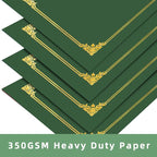 HAUTOCO 50 Pack Certificate Holders, Green Diploma Folders Certificate Covers with Gold Foil Border for Letter Size 8.5x11 Cardstock, Award, Document, Graduation