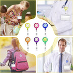 6Pcs Cute Badge Reel Set – Happy Face Retractable Badge Holder with Clip, ID Badge Reel for Nurses, Teachers, Hospital, Office & School (Pastel)