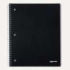 Amazon Basics Wide-Ruled Spiral Notebook with Pocket Divider, for School, Office and Work, 100 Sheets, 8" x 10.5", Assorted Primary Colors, 3-Pack