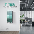 SUPEASY 11-Tier Wall File Organizer, Hanging Wall Files for Papers, Folders, Magazines, Wall Organizer for Clipboard, Assembly Needed, Black, 2 Pack