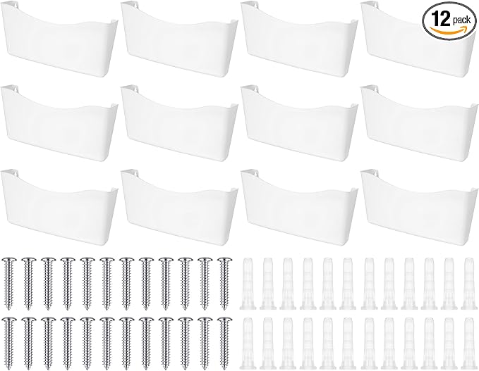 Colarr 12 Pcs Expandable Pocket Wall File Set Plastic Wall Mountable Space Saving Files Office Wall Organizer Wall Mount File Holder Wall Hanging File Organizer for Mail Letter Magazine (White)