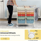 Giantex 12 Drawer Rolling Storage Cart Tools Scrapbook Paper Office School Organizer (Macaron)