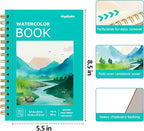Watercolor Paper Pad, 5.5"x8.5" Water Color Paper, 140lb/300gsm Artist Painting Drawing Paper Book, Art Supplies for Adults Kids, Watercolors, Watercolor Paint Set, Sketchbook, Journal, Green