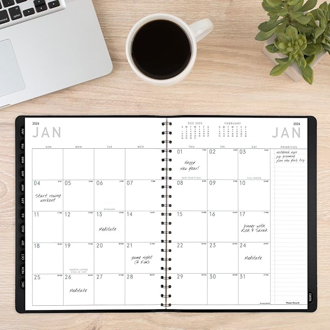 AT-A-GLANCE 2025 Appointment Book Planner, Weekly & Monthly, 8-1/4" x 11", Large, Half-Hourly, Contemporary, Black (70950X0525)