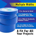 ABRO Blue Painters Tape 1 Inch Wide, 24mm x 55M, All Purpose Blue Tape, Temporary Labeling, Easy Tear, Clean Removal, Masking Tape Colored DIY or Pro - 3 Pack