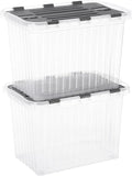 Superio Storage Bins with Lids, Clear Plastic Containers for Organizing, Stackable Totes, BPA Free, Odor Free, Organizer Boxes for Home, and Dorm, 17 Quart (2 Pack, 15"x10"x10.25")
