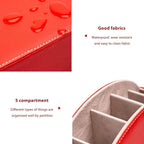 BONNY DODO Remote Control Holders Organizer Box with 5 Compartment PU Leather Multi-functional Office Desk Storage Caddy Store Tv Remote for Media Player,Brush,Pencil,Glassees&Office Supplies (Red)