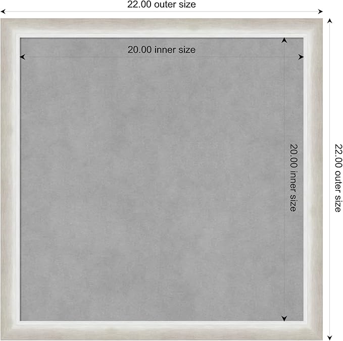 Amanti Art Silver Framed Magnetic Board 22x22 Medium Vision Board for use with Magnets, 100% Metal Sheet to Display Items as Office Decor or for Home Organization in mudroom, Kitchen or Kids Room